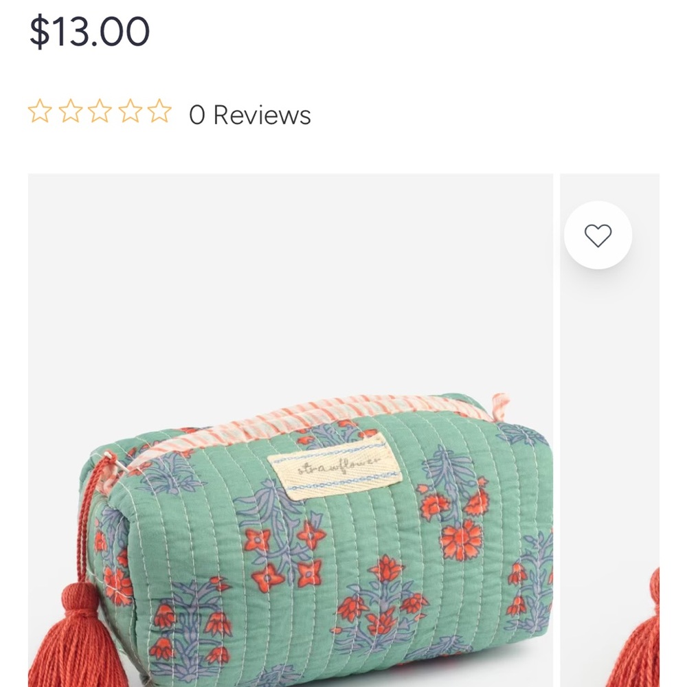 Strawflower Cosmetic Bag size small NWT